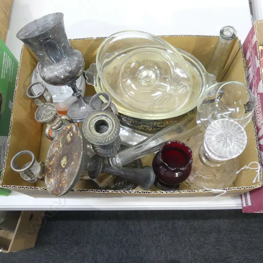 BOX LOT EP GLASS  CRYSTAL DECANTER ETC Image 1++