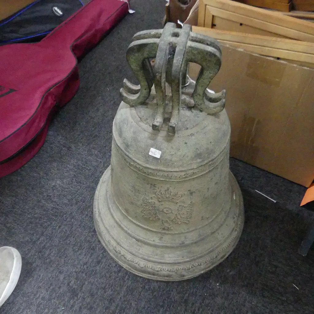 LG ARCHAIC STYLE ORIENTAL BRASS BELL H. 510, DIA. 385MM Image 1++