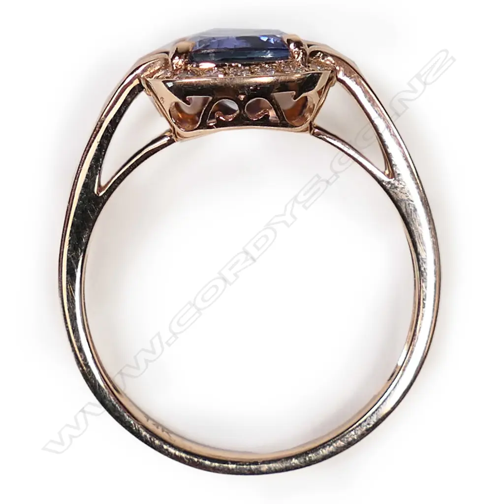 A 14ct rose gold, tanzanite and diamond ring, Image 1++
