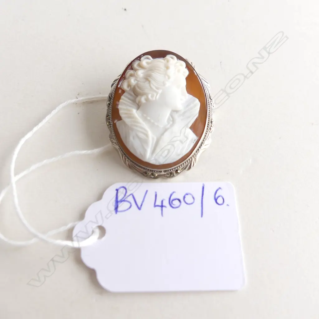 800 SILVER CAMEO PENDANT BROOCH 33x28mm Image 1++