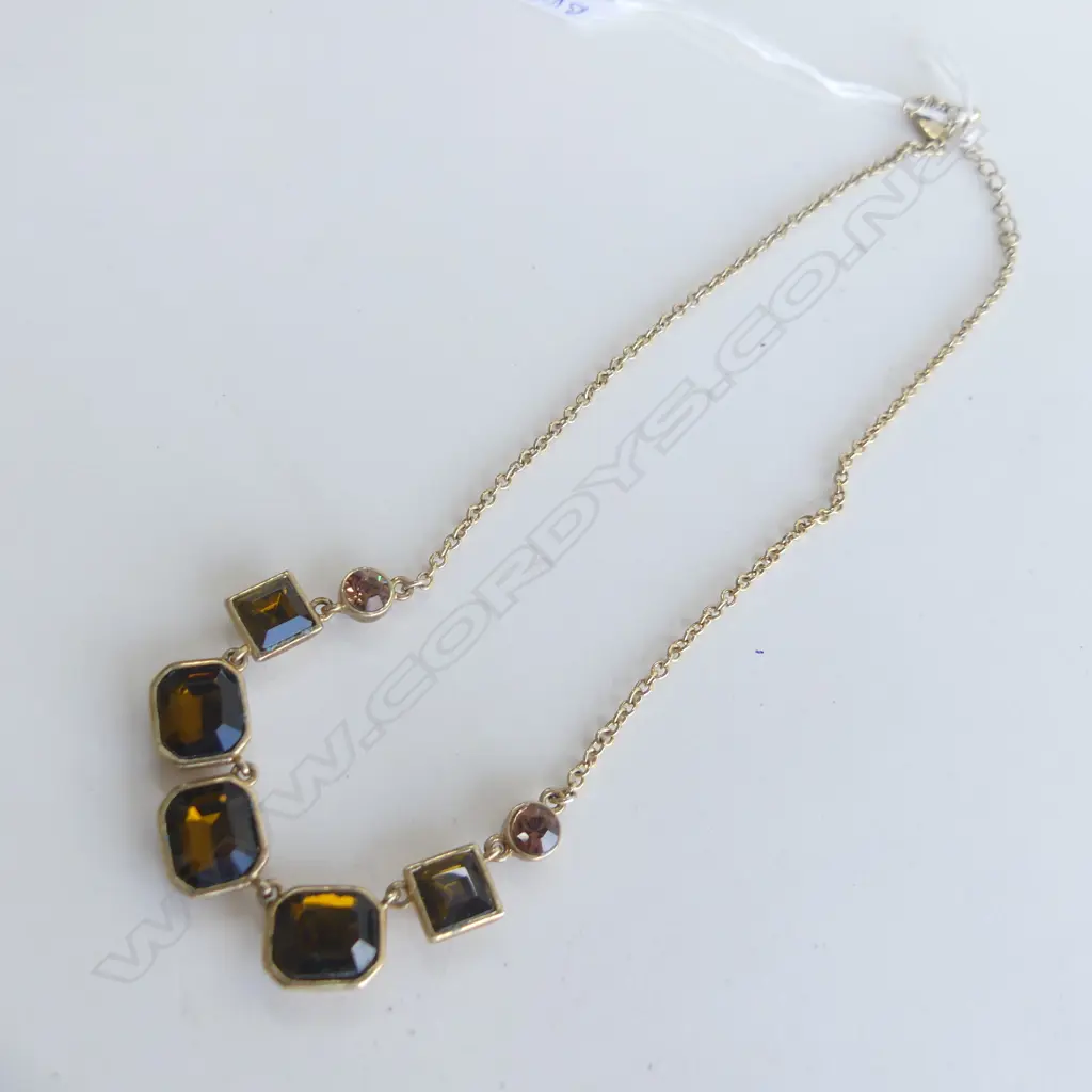 (19834) GOLD PLATE & CITRINE? NECKLACE Image 1++