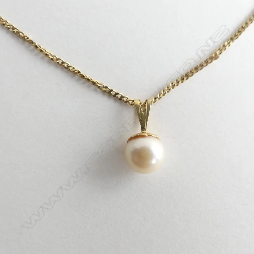 9CT GOLD & PEARL PENDANT NECKLACE 3.0 GRAMS  45cm Image 1++