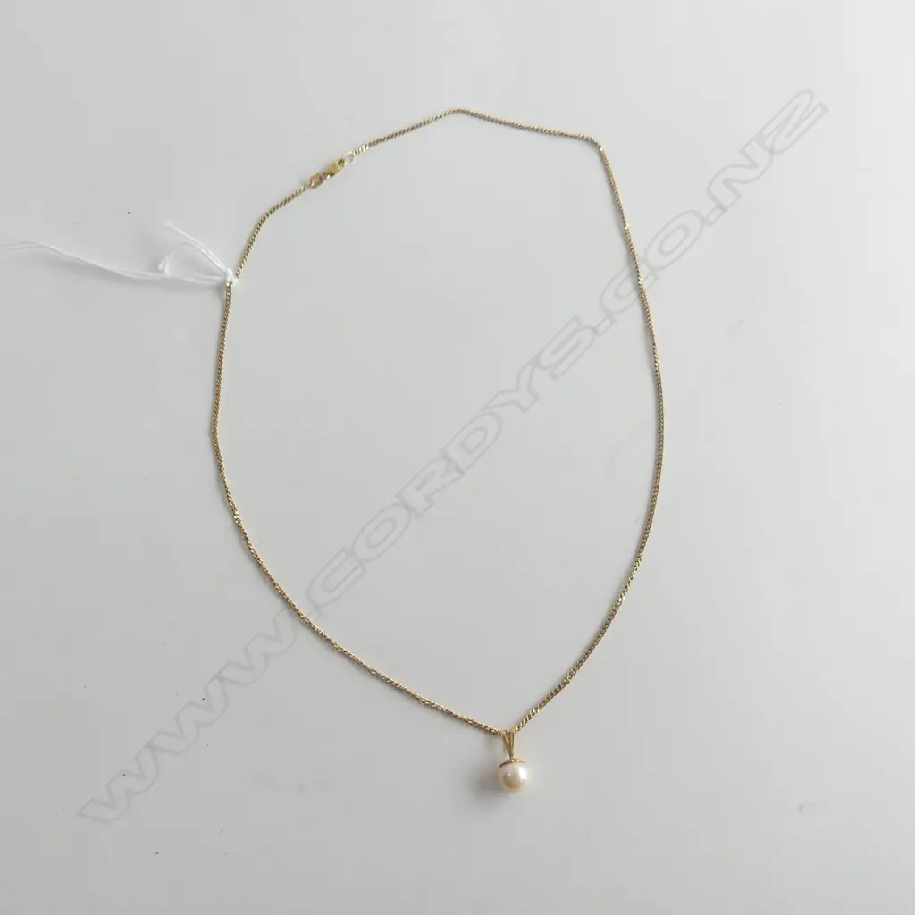 9CT GOLD & PEARL PENDANT NECKLACE 3.0 GRAMS  45cm Image 1++