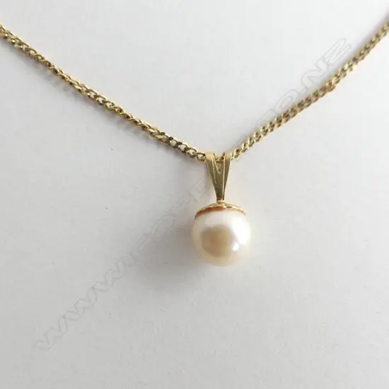 9CT GOLD & PEARL PENDANT NECKLACE 3.0 GRAMS  45cm