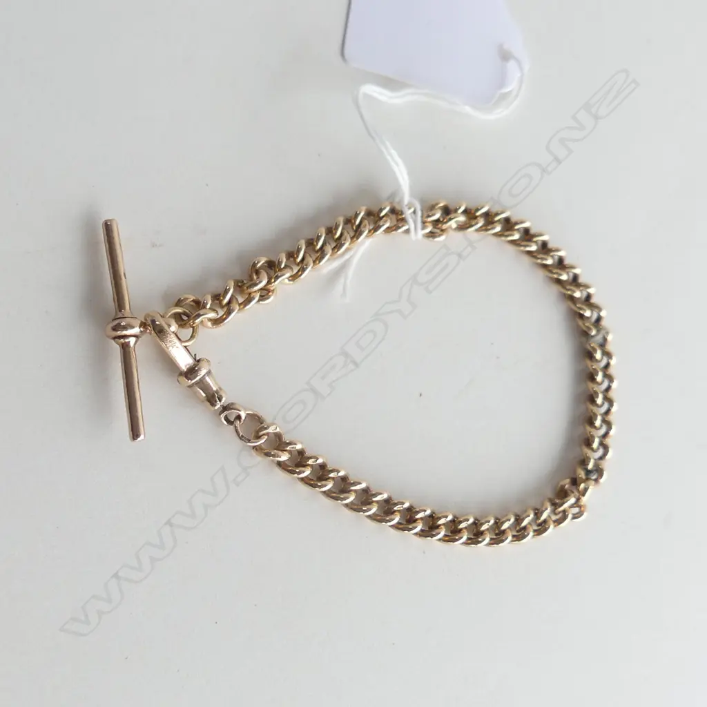 9CT GOLD CURB CHAIN BRACELET WITH FOB 22.43GMS Image 1++