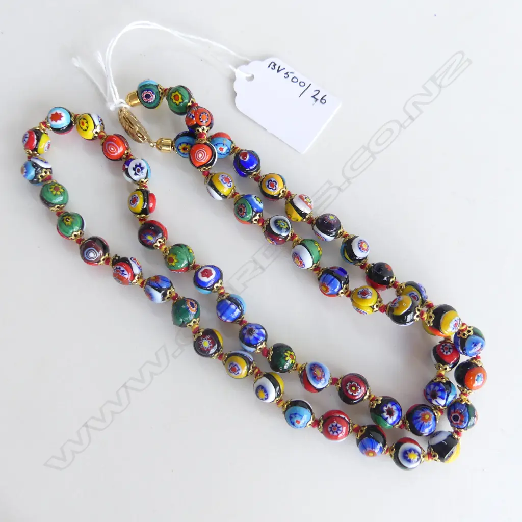 STRAND OF MILLE FIORE MURANO BEADS Image 1++