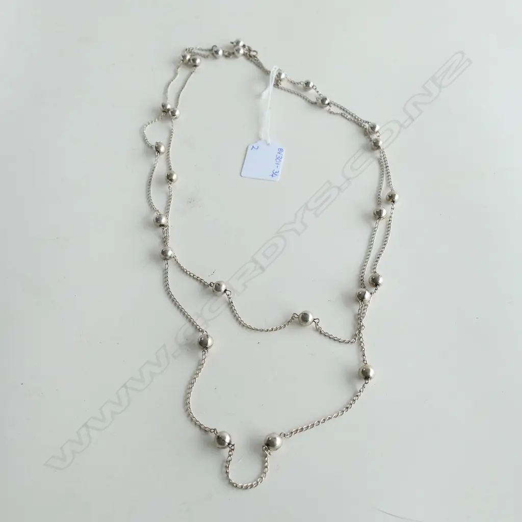 2 STG SILVER BALL CHAINS, BOTH OF DIFFERING LENTHS  40.11GMS Image 1++