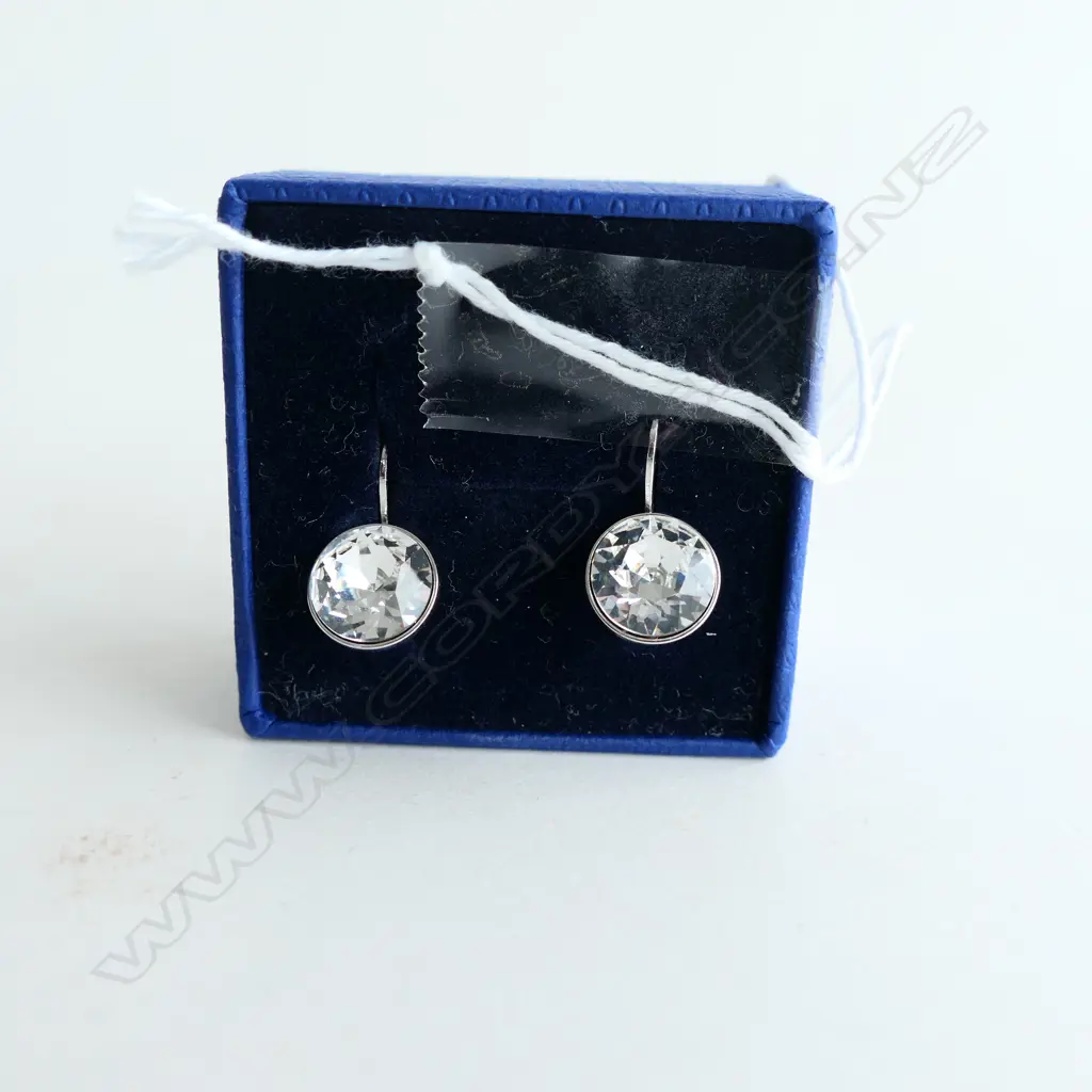 PR SILVER TONE & CRYSTAL EARRINGS  Image 1++