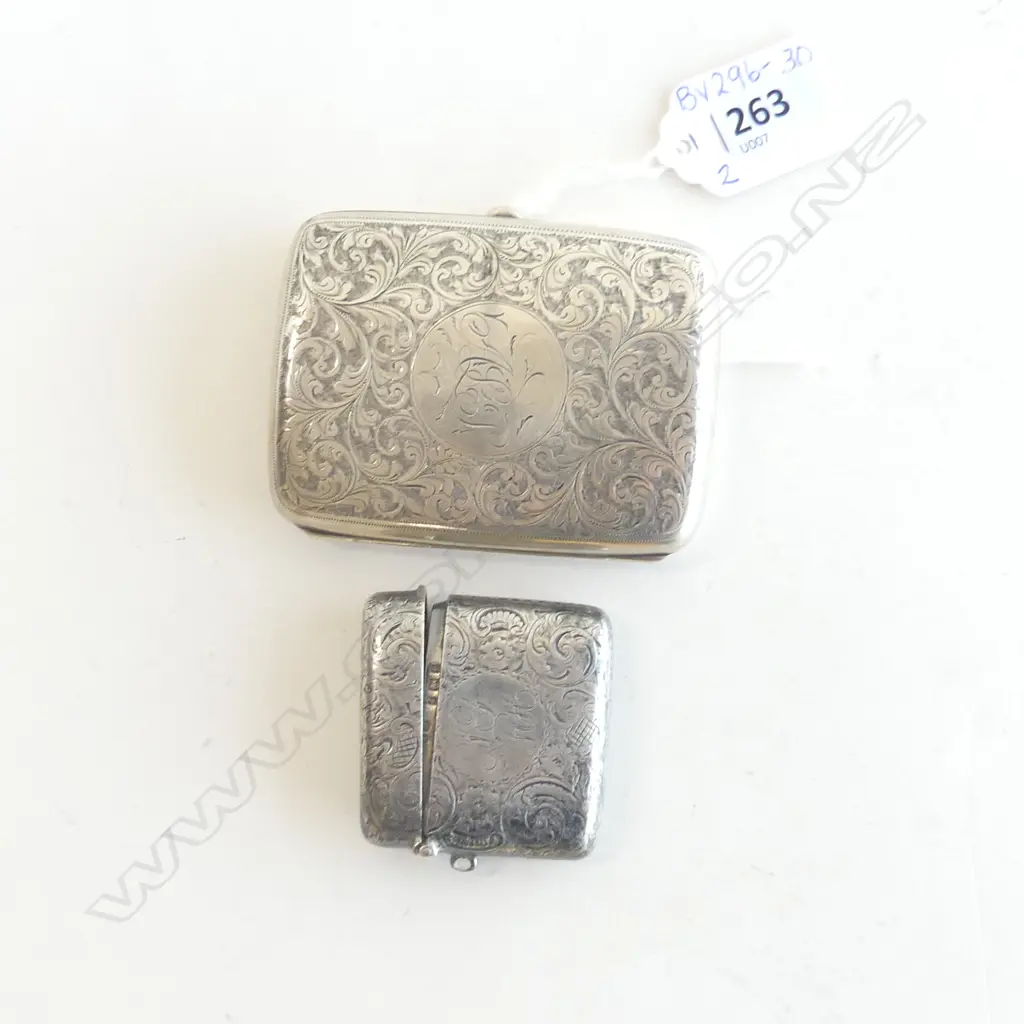 STG SILVER VESTA & CIGARETTE CASE, BOTH WITH HALLMARKS 101.82GMS (VESTA A/F) Image 1++