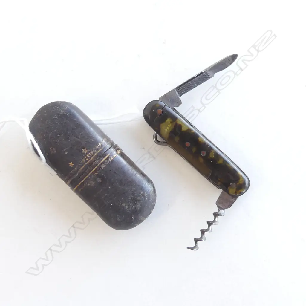 SM VINTAGE CASED TORTOISE SHELL POCKET KNIFE  Image 1++