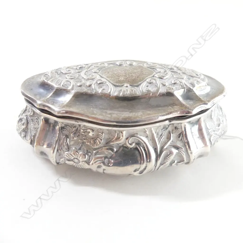 STG SILVER  LIDDED JEWELLERY BOX L80MM 20495 Image 1++