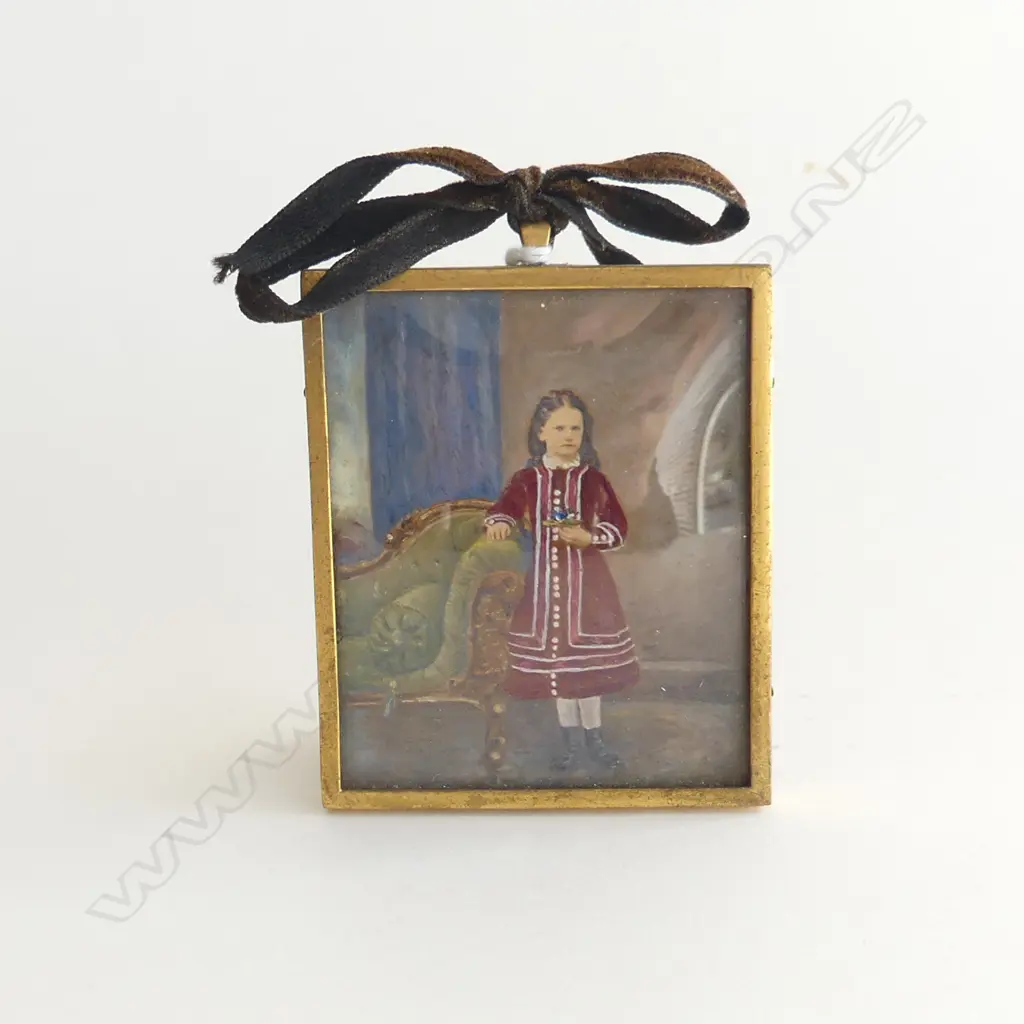 c1900 OVERPAINTED PORTRAIT MINIATURE OF A YOUNG GIRL 80 X 65mm Image 1++