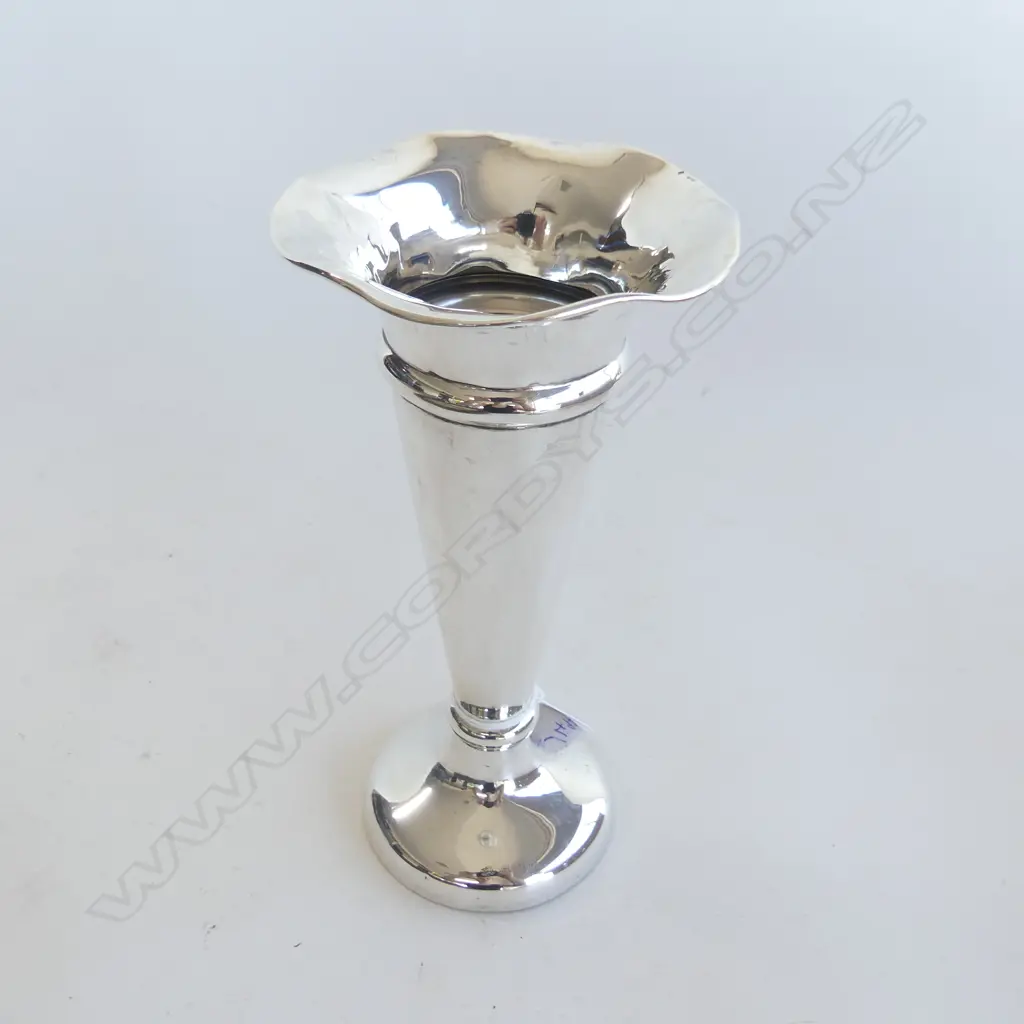 STG SILVER WEIGHTED TRUMPET VASE B'HAM 1915 H.195mm Image 1++