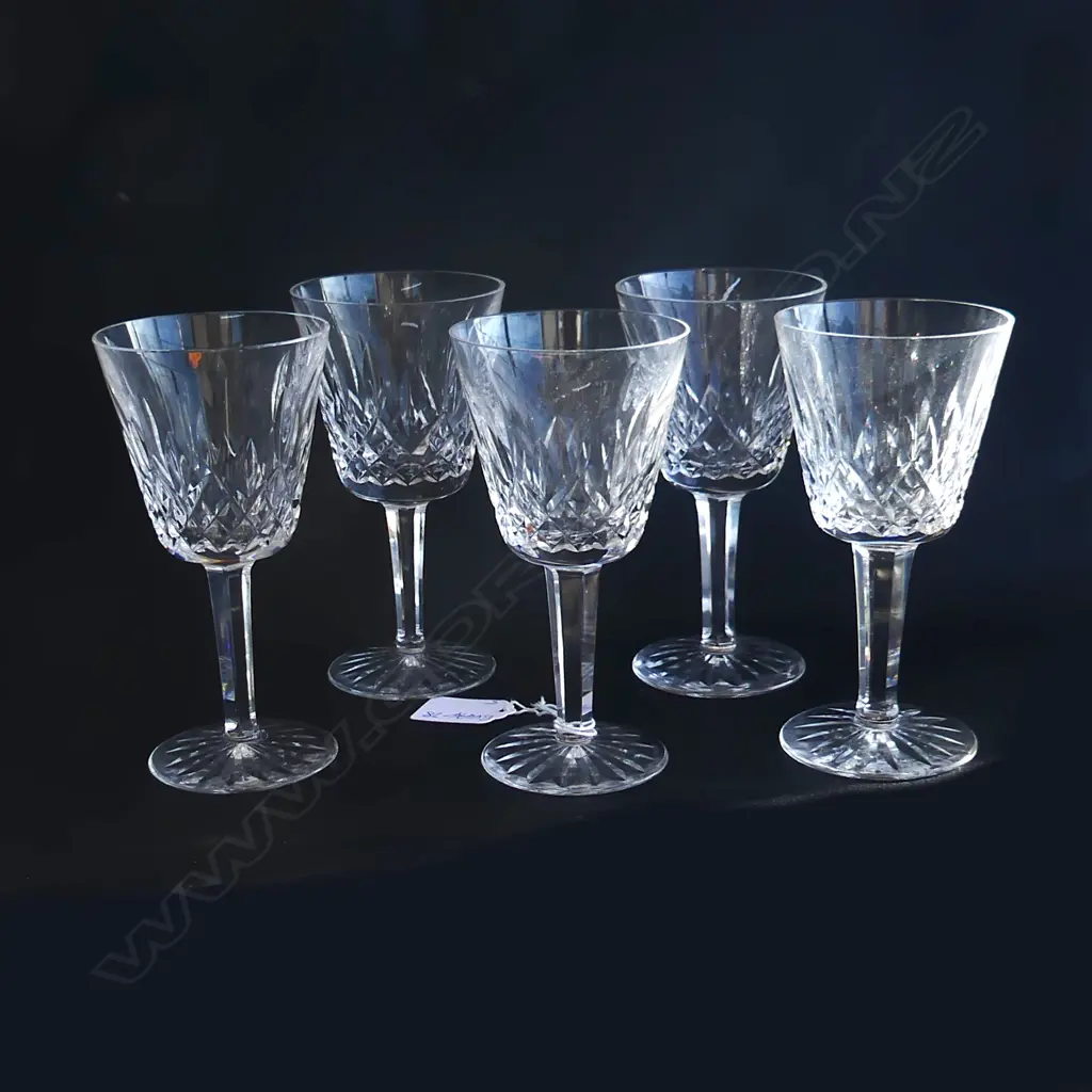 SET 5 WATERFORD LISMORE CRYSTAL WHITE WINE GLASSES H.147mm Image 1++