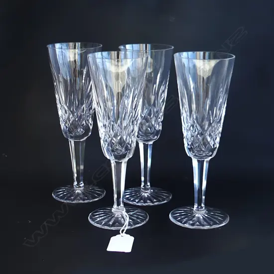 SET 4 WATERFORD LISMORE CRYSTAL CHAMPAGNE GLASSES H.185mm