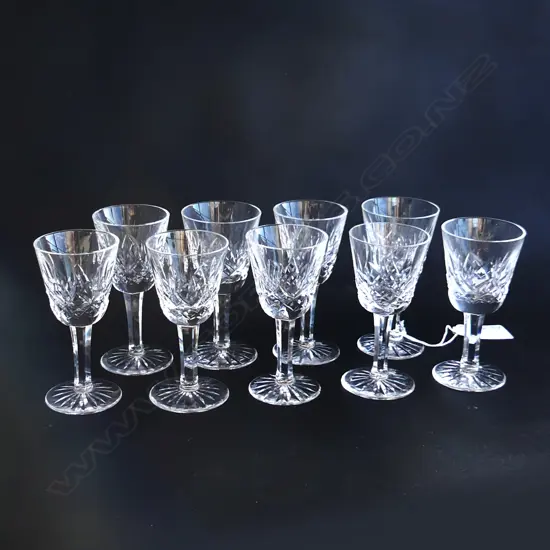 SET 9 WATERFORD LISMORE CRYSTAL SHERRY GLASSES H.88mm