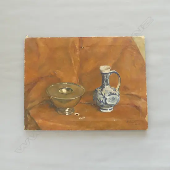 C. SMITH STILL LIFE OIL SIGNED & DATED 1907 AF 450x590mm