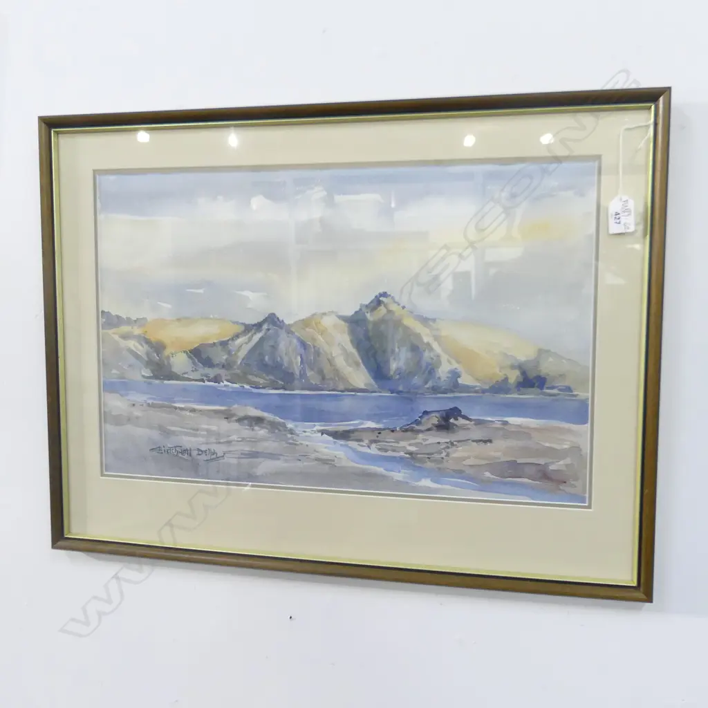 BIRTCHNELL DELPH. NEAR AKAROA. W/C. H.340mm W.540mm. SIGNED Image 1++