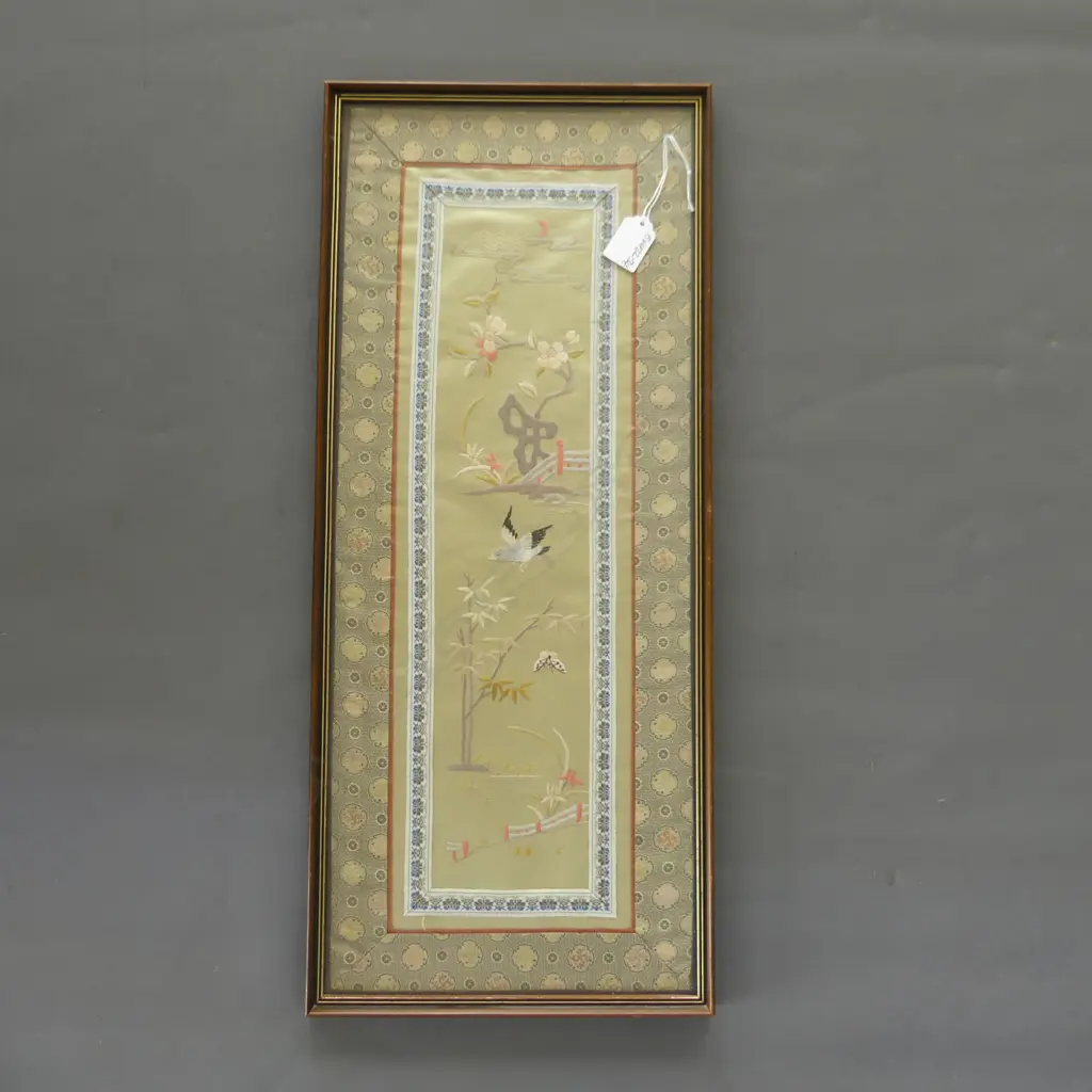 CHINESE SILK EMBROIDERED PANEL 500 X 150mm Image 1++
