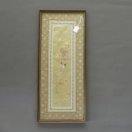 CHINESE SILK EMBROIDERED PANEL 500 X 150mm