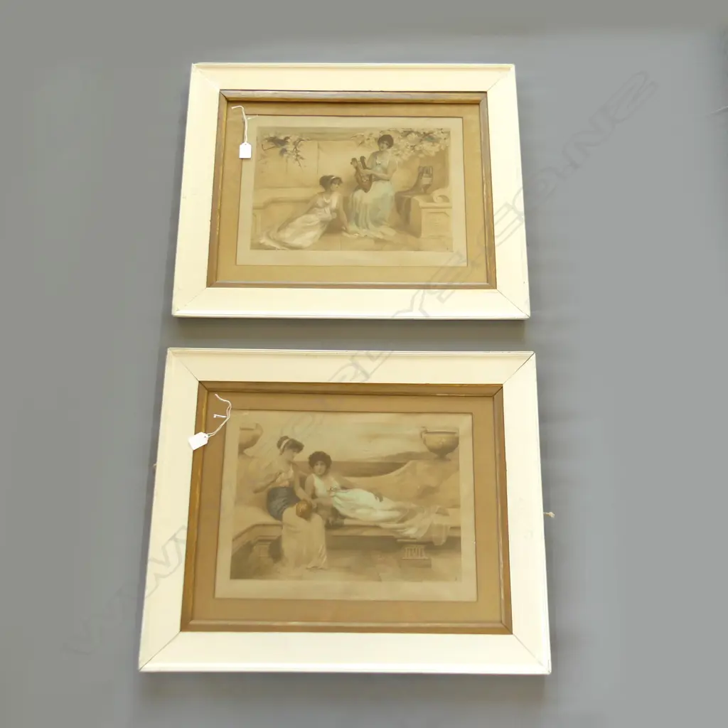 PR H. HORWIITZ EARLY 20thC LITHOGRAPHS CLASSICAL WOMEN 'MUSIC' & 'PAINTING' 350x475mm Image 1++