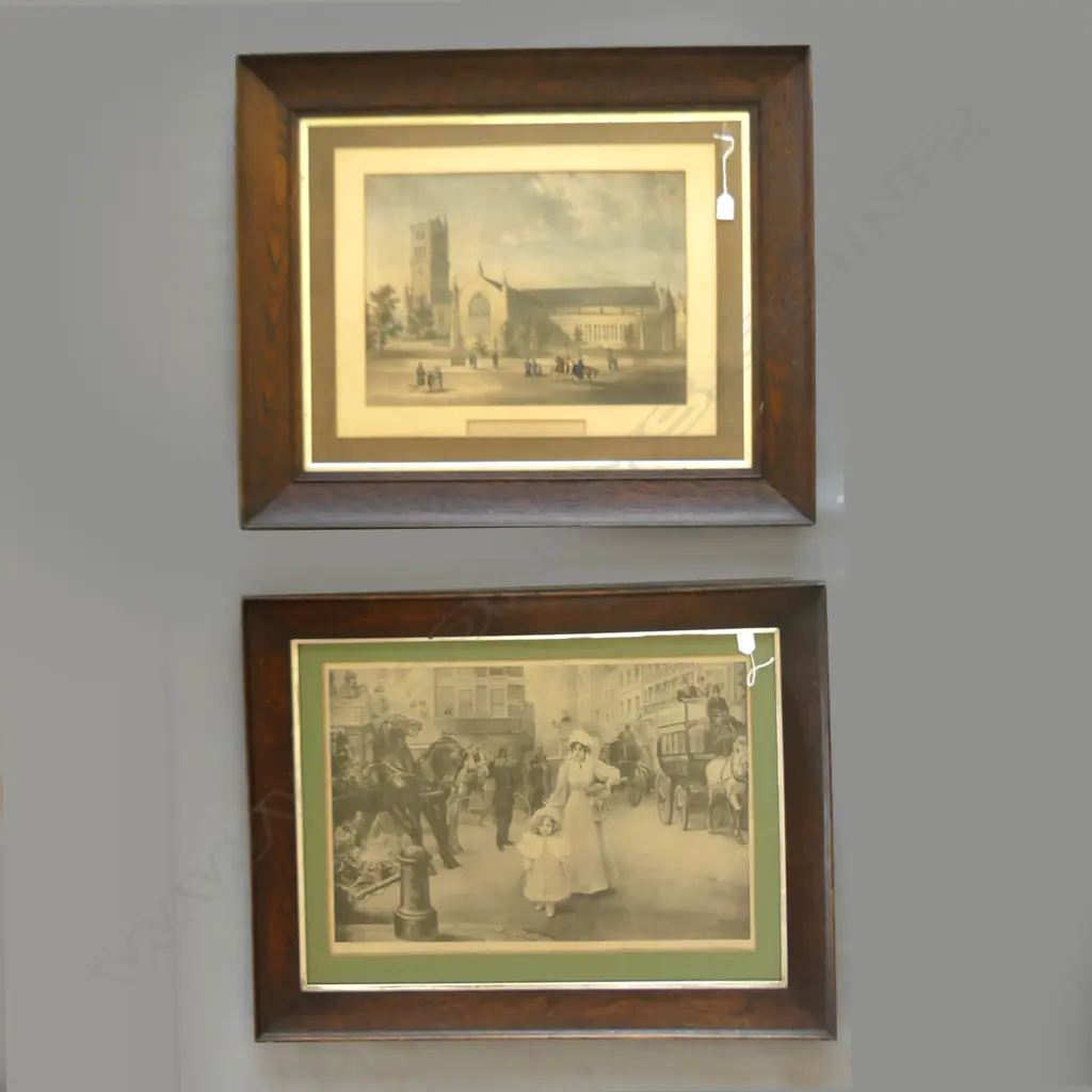 2 LG FRAMED VINTAGE B&W STREET & BUILDING SCENE PRINTS (LARGEST 660 X 500MM) Image 1++