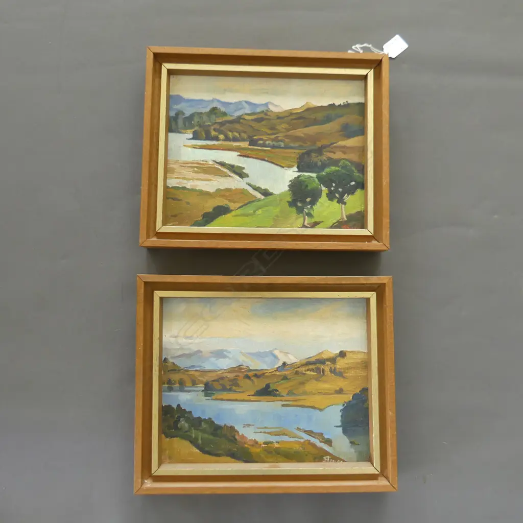 PR FRAMED OILS MANUKAU HEADS & CORNWALLIS SIGNED J JONES 320 BY280MM Image 1++