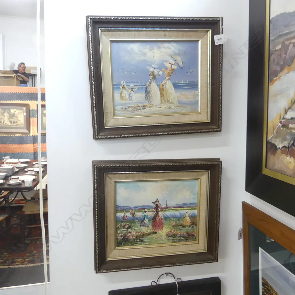 PR FRAMED OILS LADIES AT SEASIDE 360BY310 Image 1++