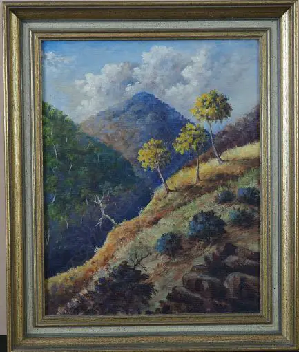 MASON, Mister (UK), Trees on Hillside, Oil on board, signed & dated 1917, 370mm x 290mm Image 1++