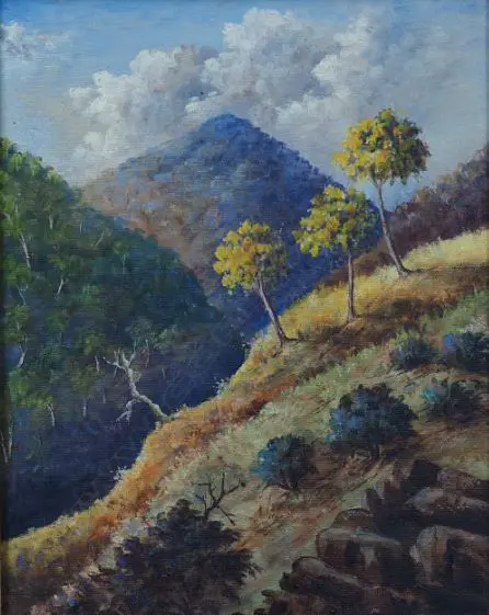MASON, Mister (UK), Trees on Hillside, Oil on board, signed & dated 1917, 370mm x 290mm Image 1++