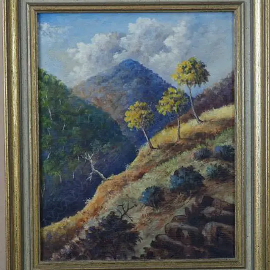 MASON, Mister (UK), Trees on Hillside, Oil on board, signed & dated 1917, 370mm x 290mm