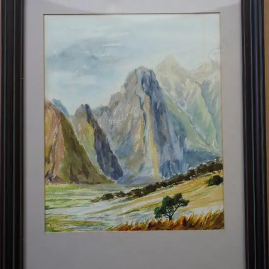 MALCOLM, Win (NZ), Mitre Peak, South Island, W/C, signed, 330mm x 270mm