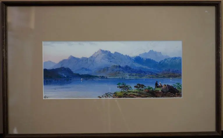 UNKNOWN (NZ), Italian Lake scene, W/C, dated 1869,130mm x 320mm Image 1++