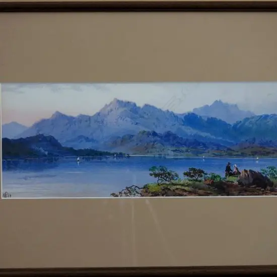 UNKNOWN (NZ), Italian Lake scene, W/C, dated 1869,130mm x 320mm