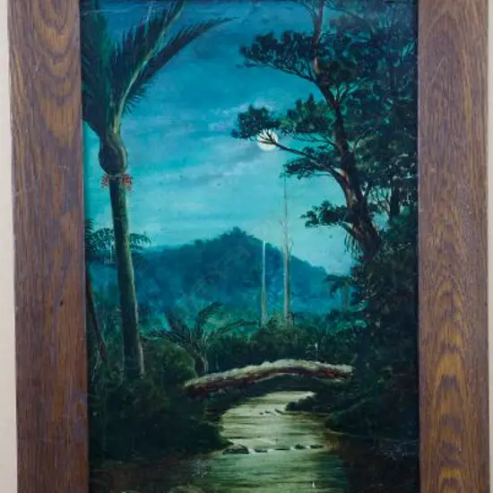 UNKNOWN (NZ), Trees and River, Oil on board, 450mm x 300mm
