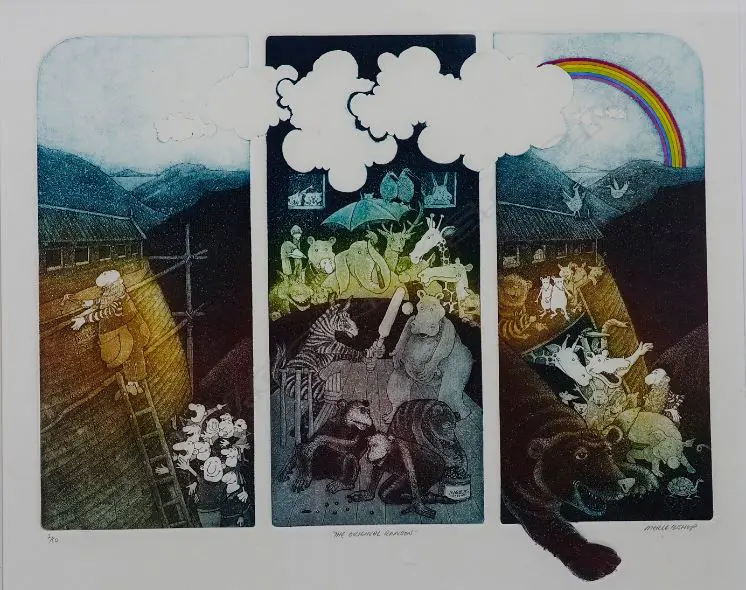 BISHOP, Merle (NZ), The Original Rainbow, Screenprint 2/50, signed, 360mm x 440mm Image 1++