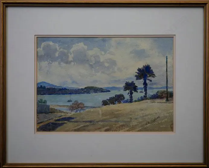 TOPLISS, J.A. (NZ 1861-1930), Inlet, Auckland Harbour, W/C, signed, 230mm x 340mm Image 1++