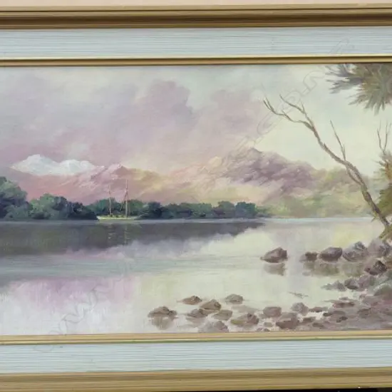 VEITCH, John Charles (NZ 1853-1959), Dusky Sound, Oil on board, signed, 250mm x 550mm