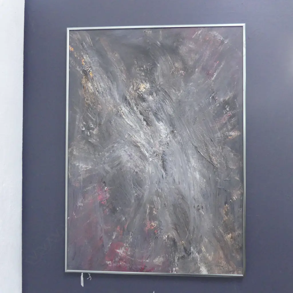 2 ELIZABETH PACK ARTWORKS; PORTRAIT PAINT + PASTEL ON CARD 870mm x 590mm + ABSTRACT OIL 830mm x 590mm Image 1++