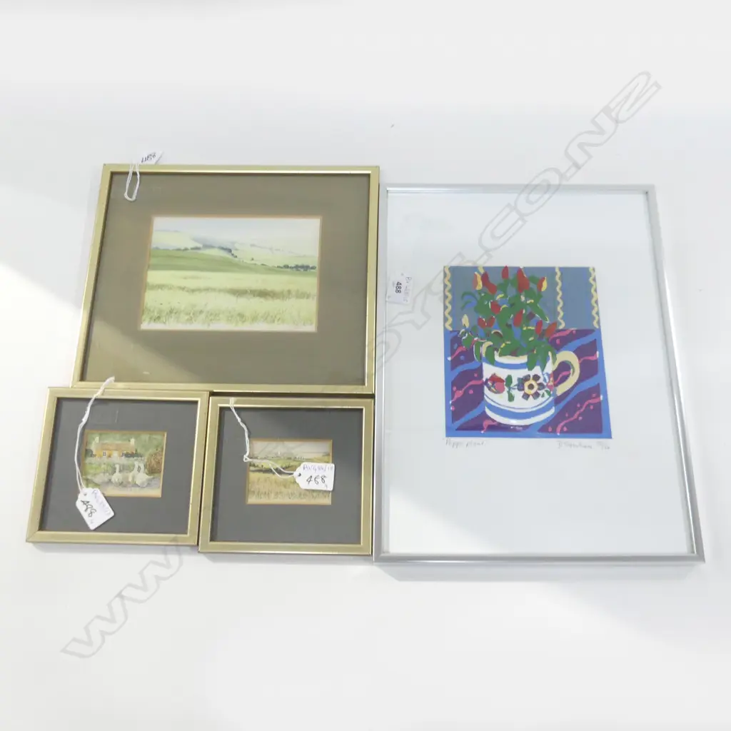 4 ARTWORKS; D. SANDHAM 'PEPPER PLANT' 23/50 180x150mm, 3 UK W/C Image 1++