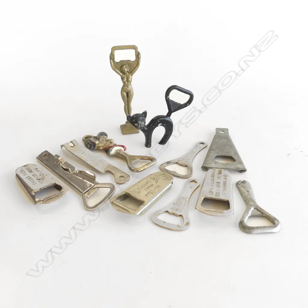 12 VINTAGE BOTTLE OPENERS, LION BEER, WATNEYS ETC.. Image 1++