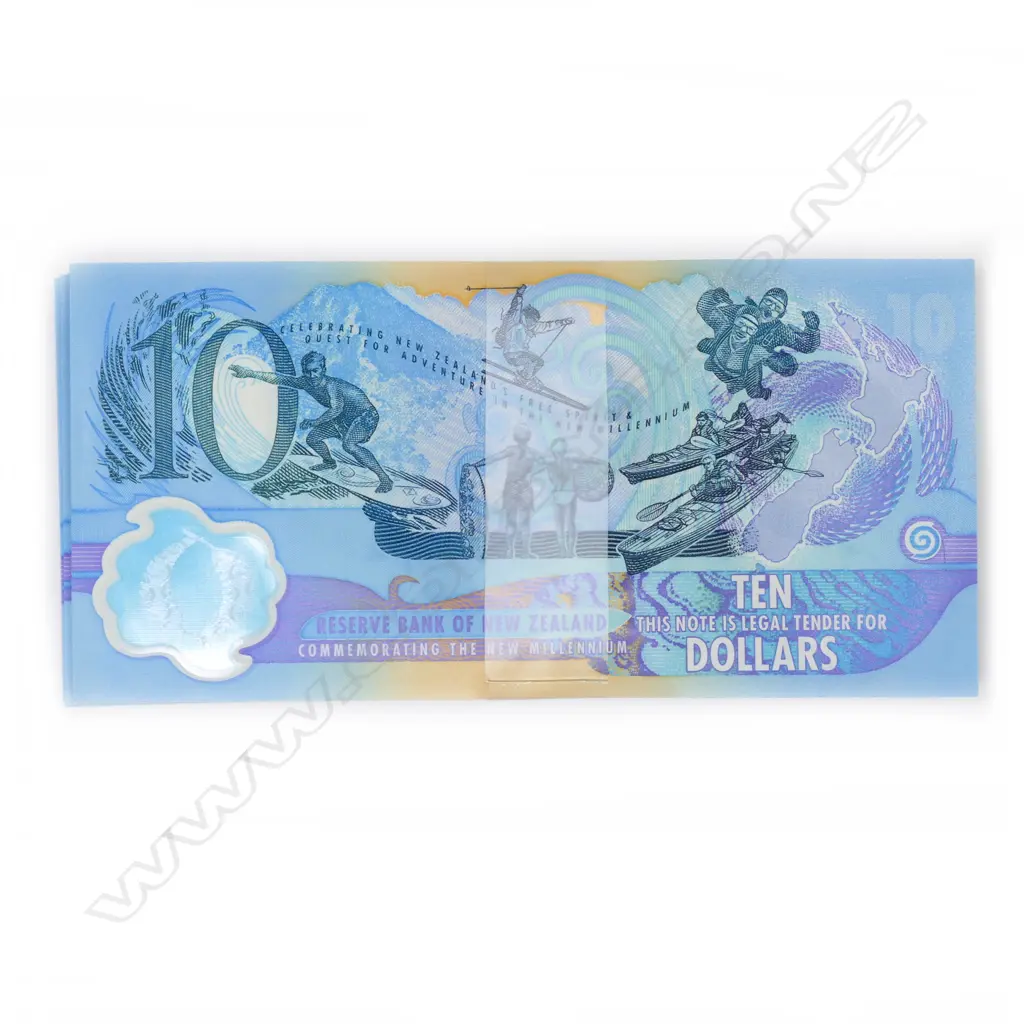 100 X $10 NZ MILLENIUM BANKNOTES UNC 'BRICK' Image 1++