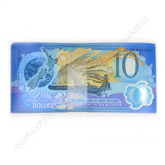 100 X $10 NZ MILLENIUM BANKNOTES UNC 'BRICK'