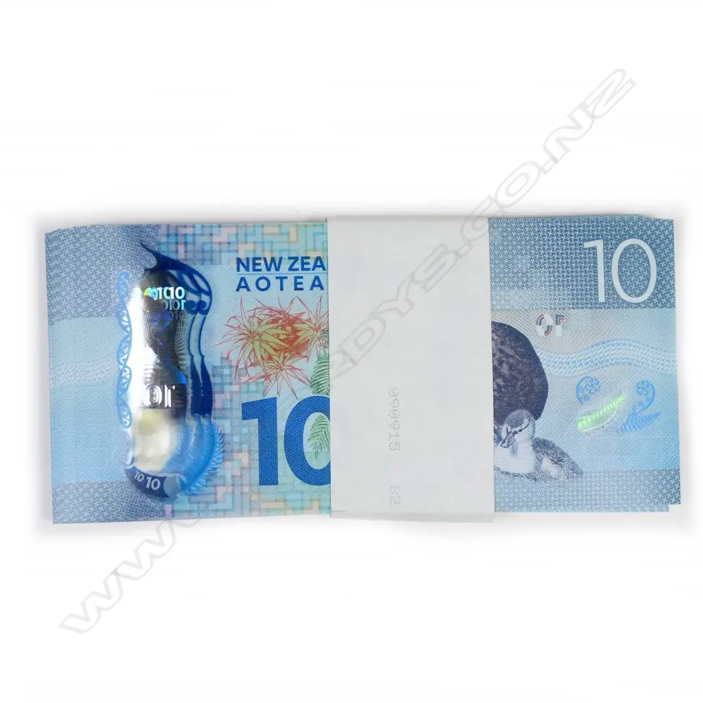 100 X $10 NZ KATE SHEPHARD 'WHEELER'  BANKNOTES UNC 'BRICK' Image 1++