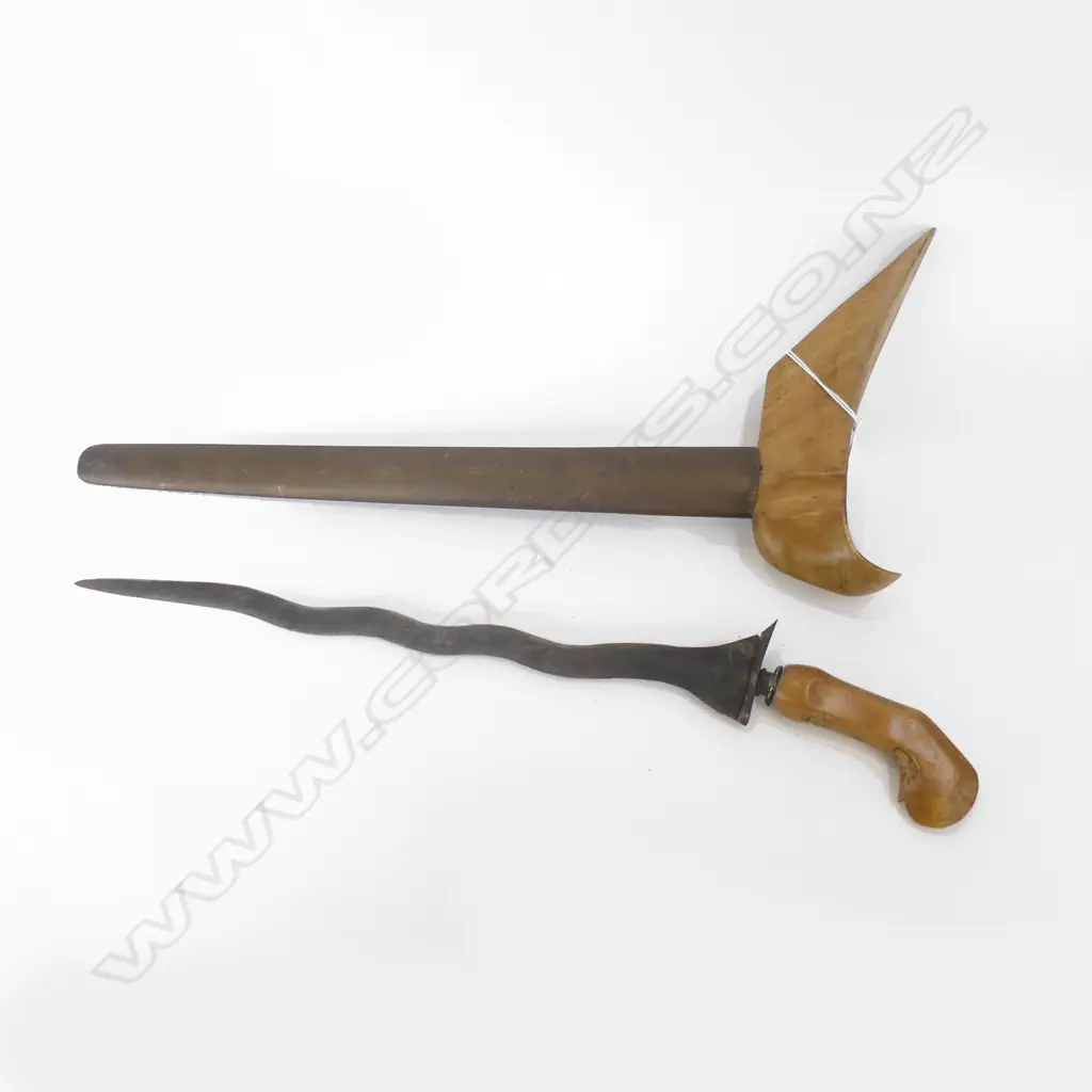 INDONESION KRIS IN SCABARD WOOD HANDLE SOME CARVING   L500MM AK1 Image 1++
