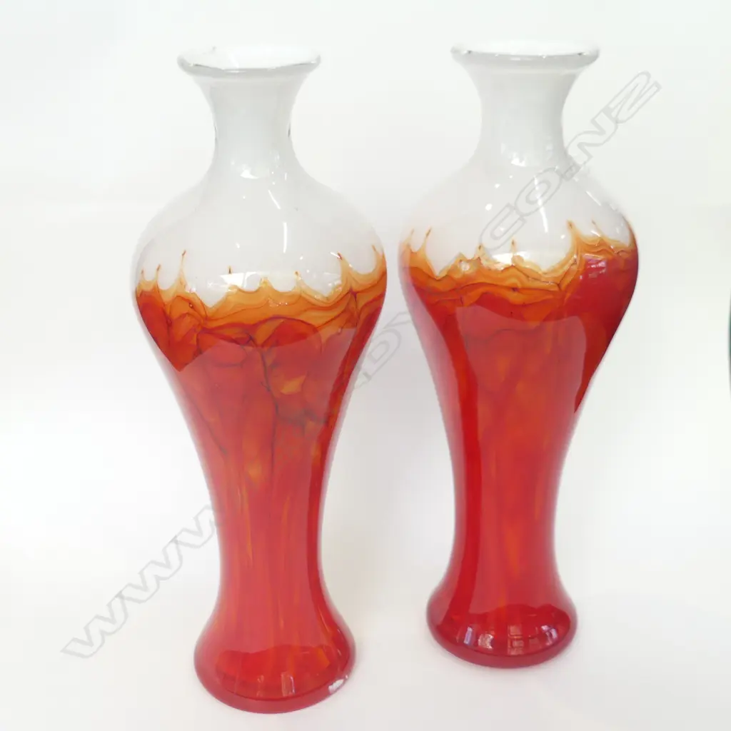PR RED ART GLASS VASES H.360mm Image 1++