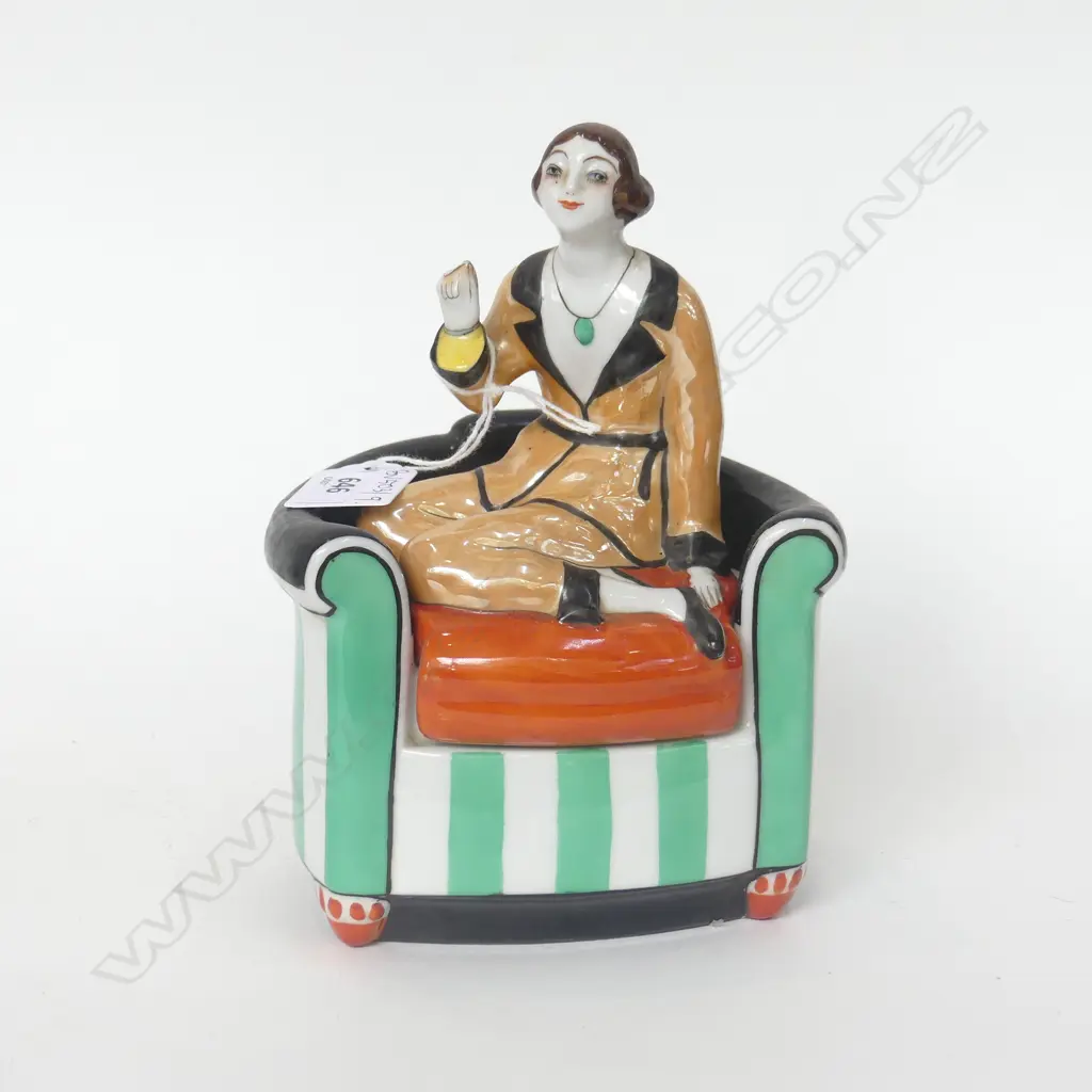 ART DECO NORITAKE FIGURE ON CHAIR H.175mm Image 1++