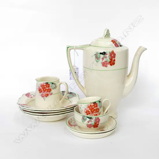 2 PART COFFEE SETS; CZECH ZWIEBELMUSTER BLUE ONION DEMITASSE COFFEE POT + 10 DEMITASSE CUPS + JUG A/F + MEAKIN