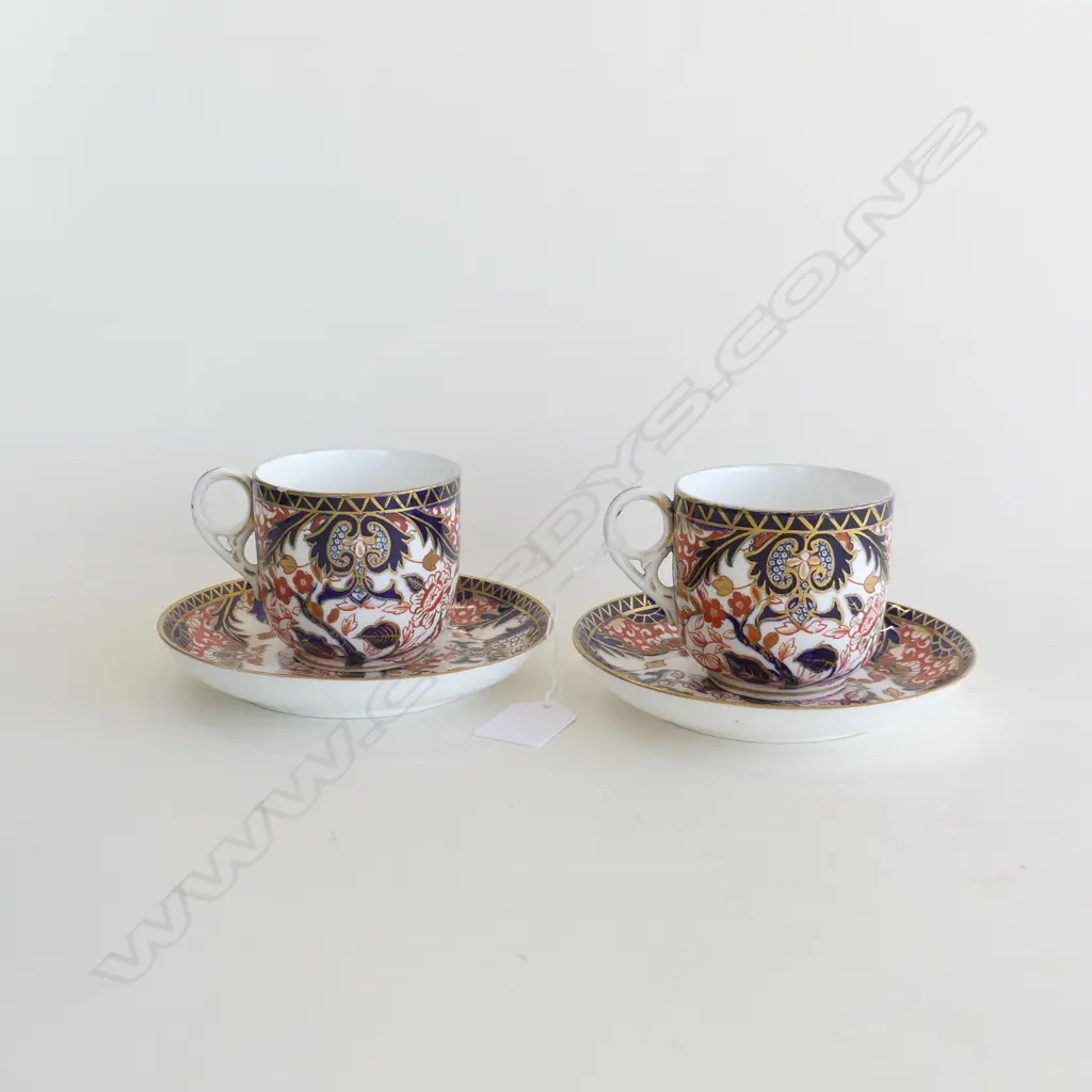 2 ROYAL CROWN DERBY IMARI CUPS & SAUCERS, DATE STAMP 1878- 1890 Image 1++