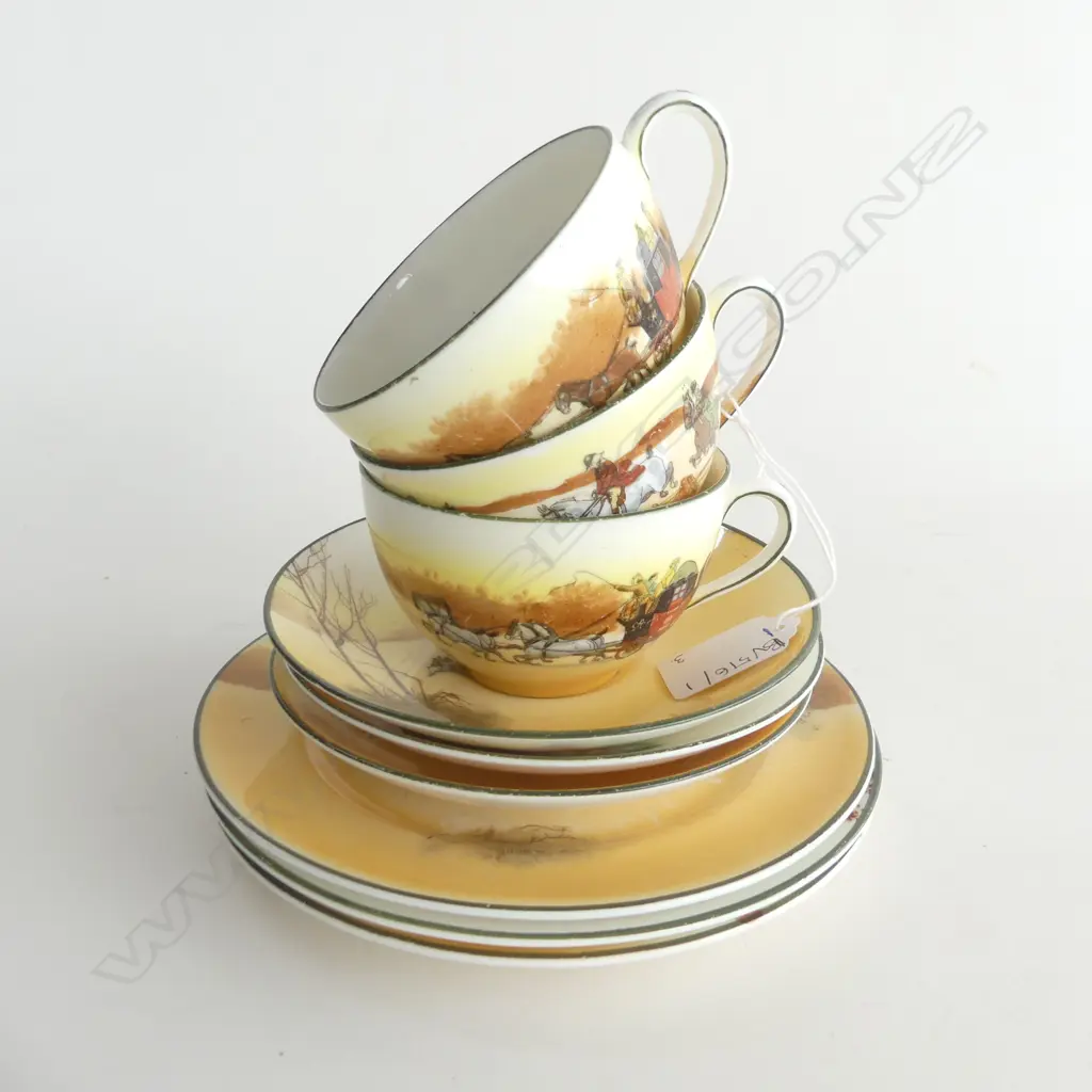 3 ROYAL DOULTON TRIOS: 2x COACHING DAYS 1x HUNT Image 1++